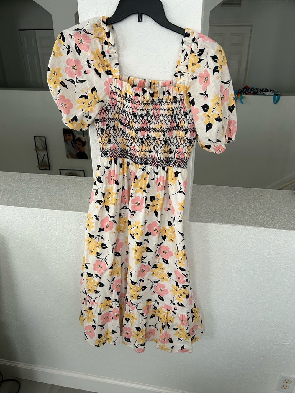 kate spade Pink & Yellow Floral Smocked Midi Dress